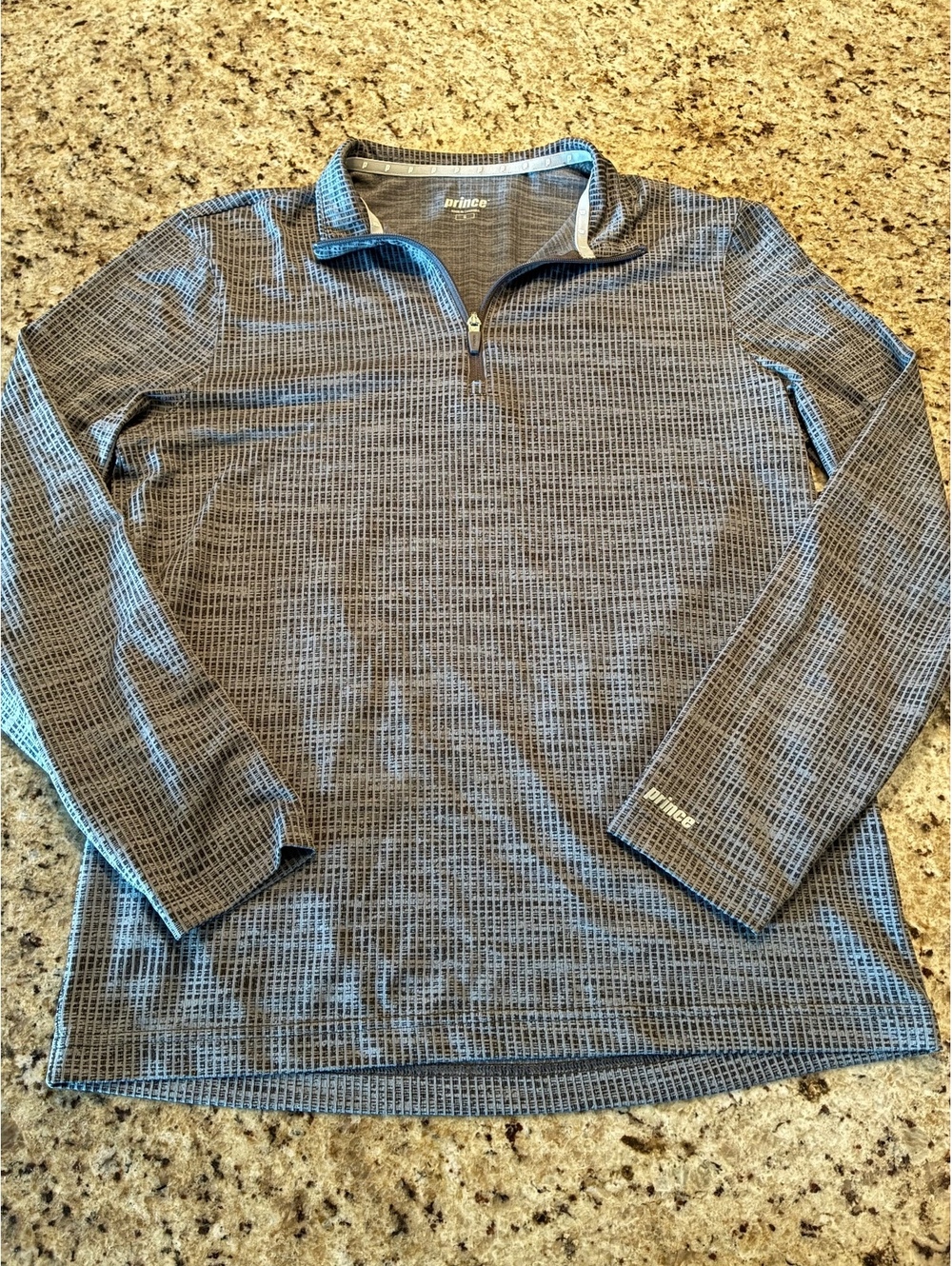 Prince Men's Small Gray Polyester Long Sleeve Quarter Zip Pullover